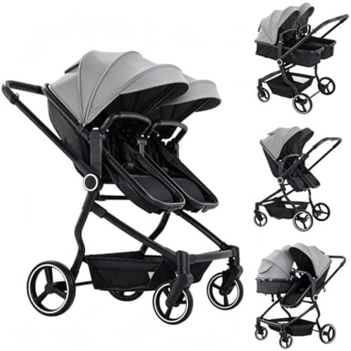 Double Stroller for Infant and Toddler, Gray