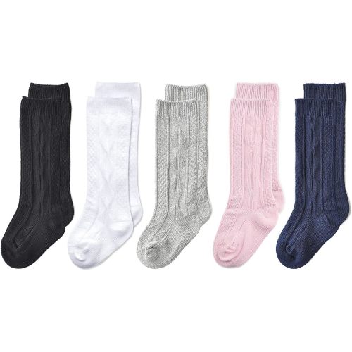 Mini angel Baby Knee High Socks Cable Knit Long Stockings Seamless Cotton Socks-Newborn Infant Toddler Boys Girls 3/5 Pairs