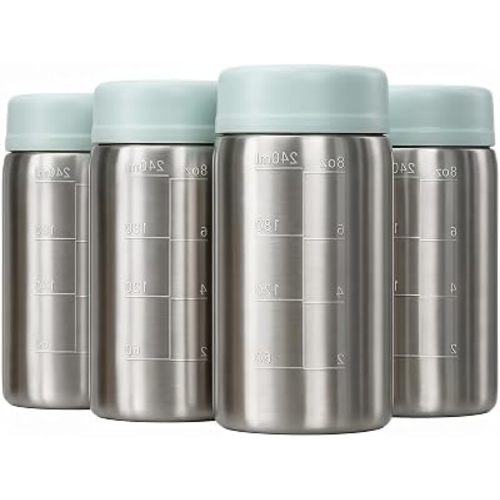 Papablic Stainless Steel Breast Milk Storage Bottles, 8oz, 4-Pack