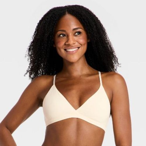 Women's Luxe Stretch Unlined Triangle Bralette - Auden™ Beige M