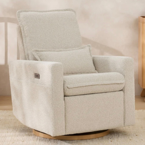 Frankie Electric Recliner Glider Nursery Chair in Light Beige Soft Tweed | IL Tutto | iL Tutto
