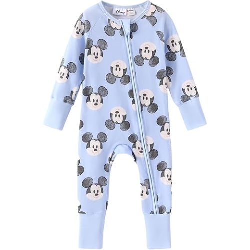 Disney Princess Stitch Marvel Mickey Baby Girl Organic Cotton Zipper Footie Clothes Boy Outfit for Infant Newborn