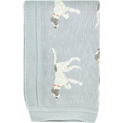 Creative Co-Op DF2527 40" L x 32" W Cotton Knit Baby Dog Blanket, Blue, Small