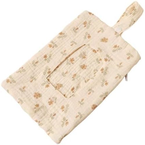 Portable Mommy Bag for Stroller,Refillable Floral Baby Wipe Holder Quilted Wipe Organizer Pouch w/Lanyard for Travel