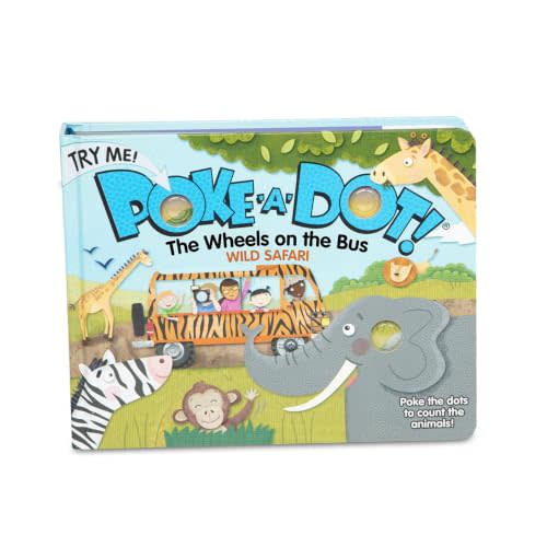 Melissa & Doug Poke-a-Dot The Wheels on the Bus Safari Board Book | 20-Page Board Book, Popping Buttons, Safari Animal Counting & Color Matching Play, Preschool Learning Toys for Kids, Ages 3+