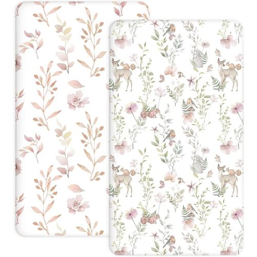 Pack N Play Sheets 2 Pack, 27"x39" Fitted Mini Crib Sheets Baby Boys Girls