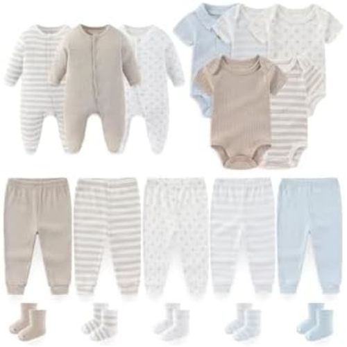 Baby Boy Girl Clothes Cotton Unisex Newborn Layette Gift Set and Accessories 18 Pack Baby Outfit 0-12Months