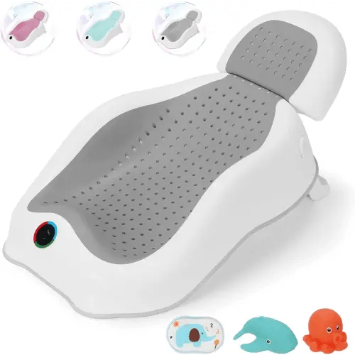 Baby Bath Support | Newborn Bathtub,Ideal for Babies Less Than 6 Months Old with Thermometer Baby Bather, Baby tubs for Baby tubs for Newborn Essentials Must Haves-Baby tub (Gray)