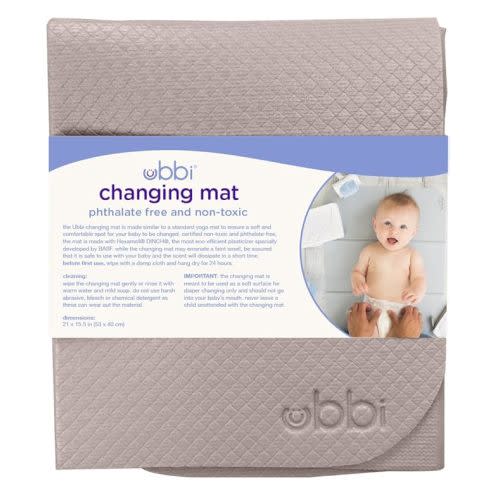 Ubbi On-The-Go Diaper Changing Baby Mat, Soft and Comfortable Diaper Bag Accessory Must Have for Newborns, Easy to Clean, Portable Folding Pad, Baby Traveling Accessories, Taupe