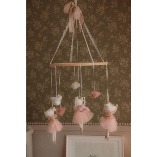 Carousel felt mobile, Mice Ballerina Hanging art, Mouse circus crib mobile