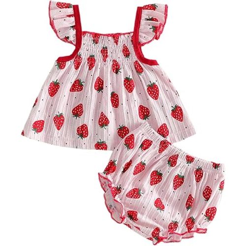 Mubineo Baby Girl Summer Clothes Cute Ruffle Tops Dress Shorts Outfits Set Infant Toddler Shrit Bloomers Princess Outfit