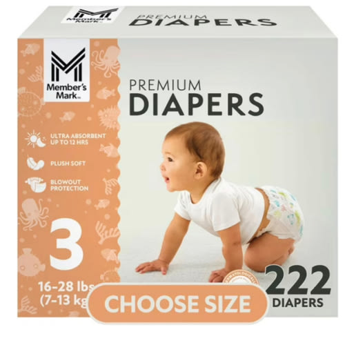 Member's Mark Premium Baby Diapers, Sizes Newborn - 8 - Samsclub.com