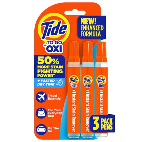 Tide Stain Remover for Clothes, Tide To Go Pen, Instant Stain Remover & Spot Cleaner, Portable & Travel-Friendly, Works on Food & Drink Stains, Fits in Purses & Bags, 3 Count (Pack of 1)