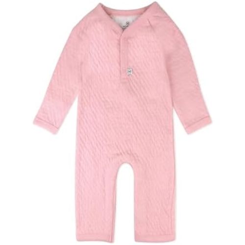 HonestBaby unisex-baby Long Sleeve Center Snap Coverall 100% Organic Cotton for Infant, Baby Boys, Girls