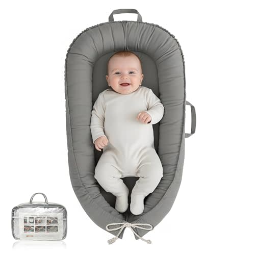 Baobrava Baby Lounger - Infant Lounger for Newborn 0-24 Months, Pure Cotton Breathable Baby Nest Lounger Cover, Newborn Essentials for Baby Boys & Girls, Portable Baby Lounger for Home and Travel
