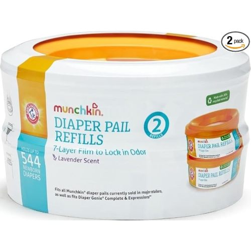 Munchkin Arm & Hammer Diaper Pail Refills, Lavender, 2 Pack