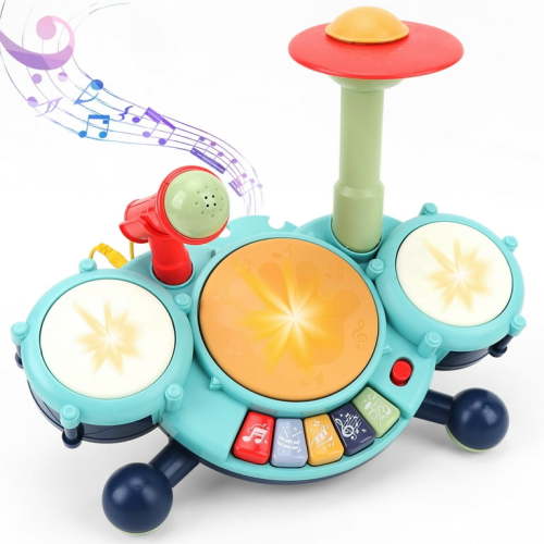 Drum Set with Microphone for Toddler 1-3 Baby Musical Toys Drum Piano Musical Instrument Learning Toys Gift for Boys Girls Age 2-5