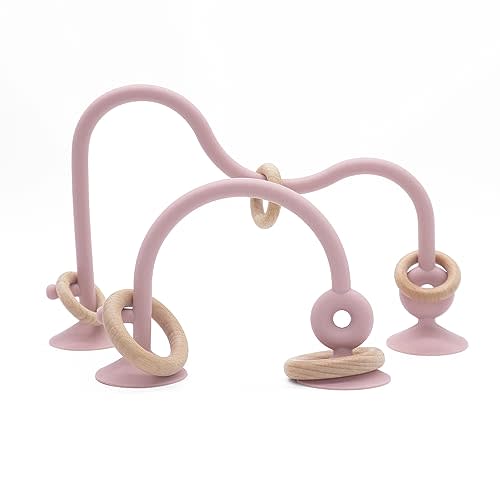 zeeloopbee High Chair Toys with Suction Cups for Infant Toddlers,Food Grade Silicone Teething Toy for Kids 6 9 12 18 M+,Interactive Toys for 1 Year Old，Perfect for Travel and Restaurant（Pink）