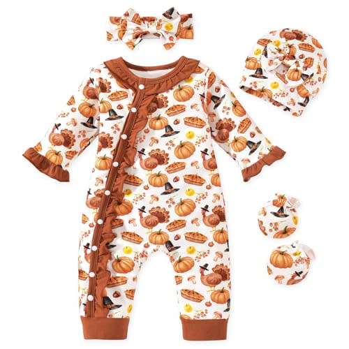 Aalizzwell Baby Girls Romper Outfit Fall Winter Clothes with Accessories