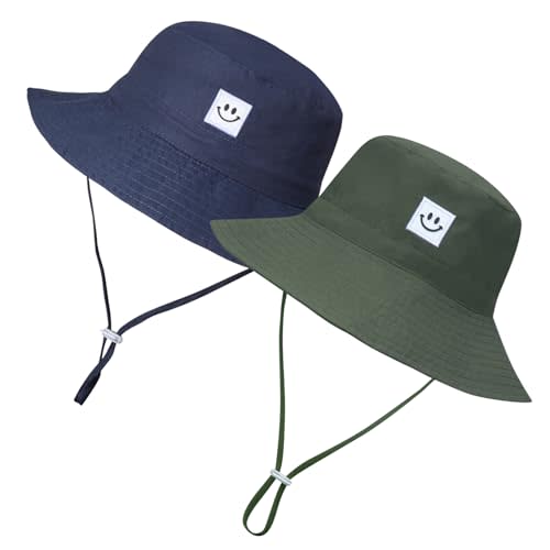 Baby Sun Hat Smile Face UPF 50+ Toddler Bucket Hat for Boys Girls 0-7 Years