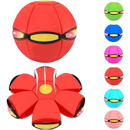 Magic Ball, Magic Bouncing Ball with 6 Light, Dual Form Freely Switchable, Parent-Child Interaction Suitable for Indoor & Outdoor Use (Red)