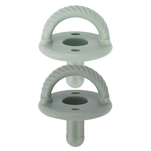 Itzy Ritzy Silicone Pacifiers for Ages 6-18 Months – Itzy Soother Pacifiers Feature Collapsible Handle & Two Air Holes for Added Safety – Set of 2 in Buttercream & Toast