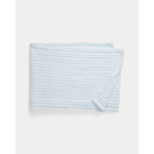 Cable-Knit Cotton Baby Blanket -Navy