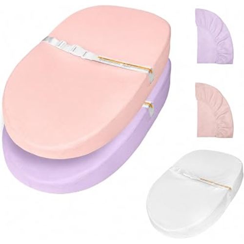 Baby Changing Pad, Muslin Diaper Changing Pad with Waterproof Lining, Changing Table Pads for Dresser with 2 Pack Muslin Covers(Pink + Purple)