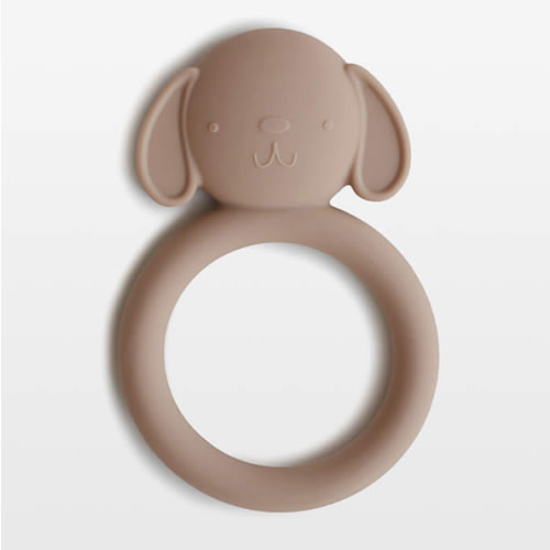 Mushie Light Brown Dog Silicone Baby Teether
