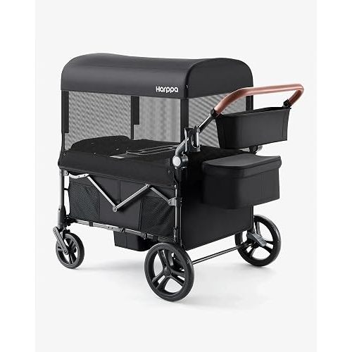 Harppa Remy 4 Seater Wagon Stroller, Foldable with Canopy for 4 Kids