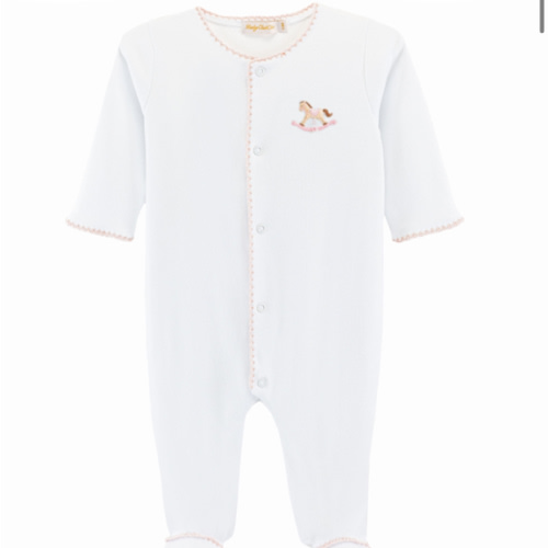 Pink Cute Rocking Horse Footie - Blue Leaf Houston