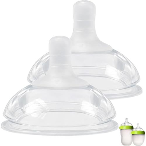 Silicone Nipples for Comotomo Baby Bottles, Food Grade Soft Replacement Nipple, Slow Flow (0-3 Months), Pack of 2
