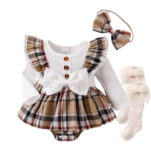 Plaid Long Sleeve Set (white)
