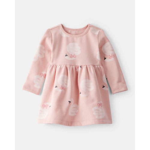 Baby Girl DayDream Fleece Swan Knit Dress - Pink | Carter's