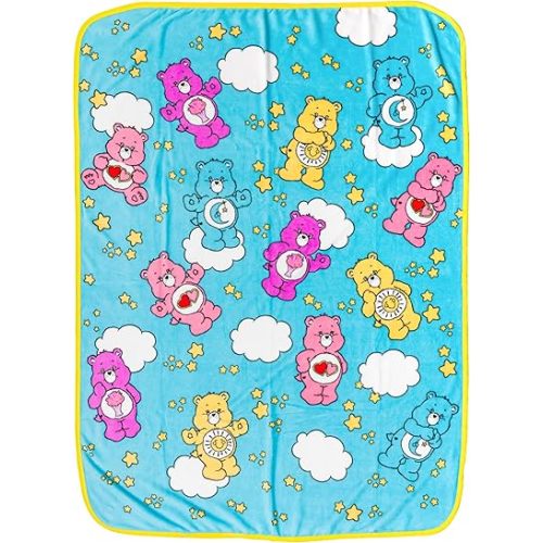 Silver Buffalo Care Bears Featuring Bedtime, Funshine, Share, and Love-A-Lot Bears 45" x 60" Fleece Throw, Soft and Cozy Blanket, 180 GSM
