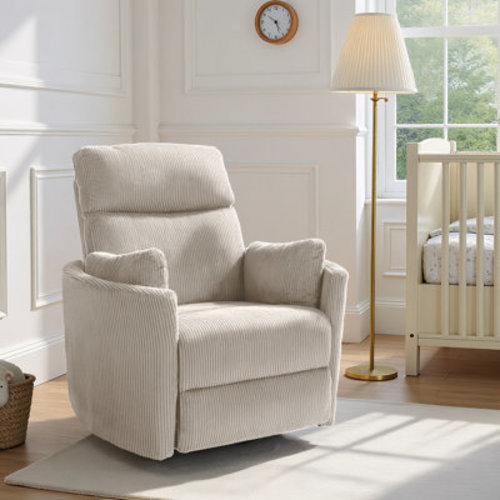 Recliner Chair Swivel Rocker Glider Recliner, Nursery Glider Recliner, Corduroy Nursery Recliner Chair For Living Room With Adjustable Pillows | Wayfair