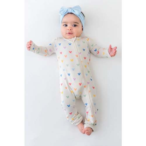 Zippered Romper in Pastel Mickey Mouse