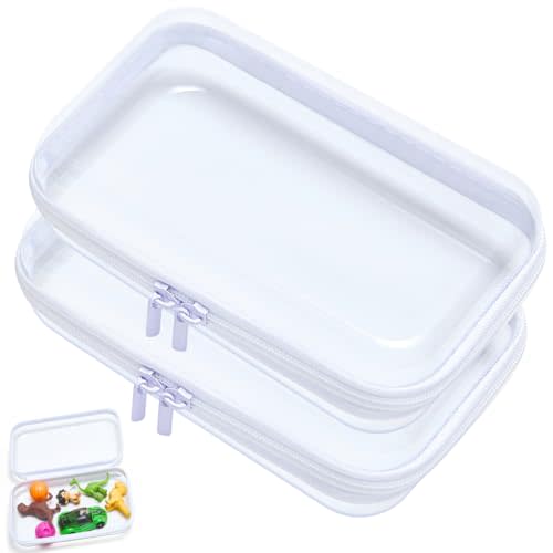 Clear Hard Shell Zipper Case Pencil Case Pouches for Cosmetic Storage Organizer(S+S)