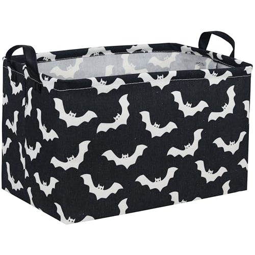 Essme Rectangular Kids Basket,Bat Storage Basket with Handles for Room Decor, Halloween Baskets,Cute Storage Bin(Bat)