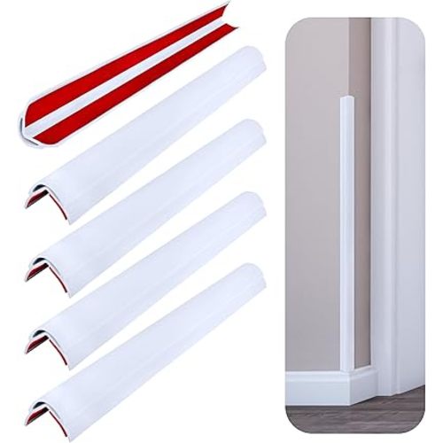 Rubber Bond Wall Corner Guard Edge Protector, 48 inch Heavy Duty Baby Proofing Corner Guards | Self-Adhesive Furniture Edge Strips for Home & Office (5, White)
