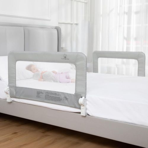 ComfyBumpy Toddler Bed Rail 2 Pack Guard - Kids Safety Rail, Gray, Regular (35.5" x 19.5")Pack of 2