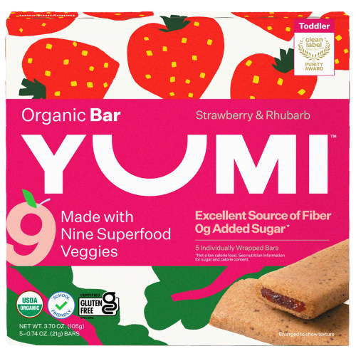 Yumi Organic Strawberry & Rhubarb Toddler Snack Bars 3.7oz 5ct