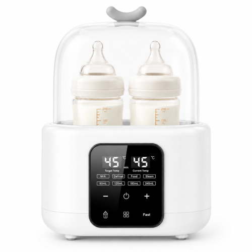 Baby Bottle Warmer, 4-in-1 Double Bottle Fast Milk Warmer with Temp Control, Defrost and Baby Food Heater