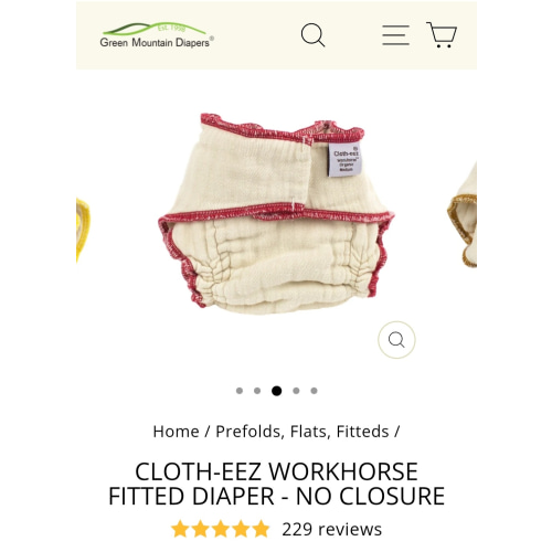 Medium Cloth-eez Workhorse Fitted Diapers - No Closure