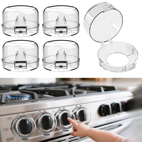 Child Safety Stove Knob Covers Fits knobs Under 1.56 inches in Diameter and 2.1 inches in Height Waterproof, Oil-Resistant, and Heat-Resistant (5-Pack)