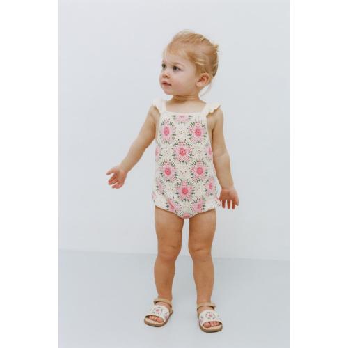 CROCHETED FLOWER ROMPER - Ecru | ZARA United States