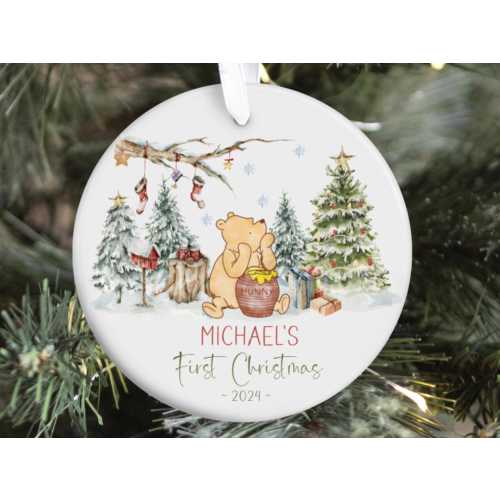 Classic Pooh Ornament ~ Winnie The Pooh Ornament ~ Pooh Baby Ornament ~ Classic Pooh First Christmas ~ Baby's First Christmas Pooh Ornament