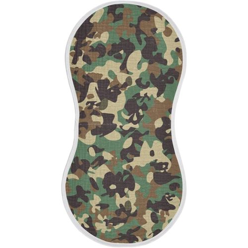 Muslin Burp Cloths for Baby Boys and Girls - 1-Pack Ultra Absorbent Camo Muslin Washcloths, Newborn Towel, Milk Spit Up Rags, Burp Cloth Bib for Unisex, 22 x 11 Inch