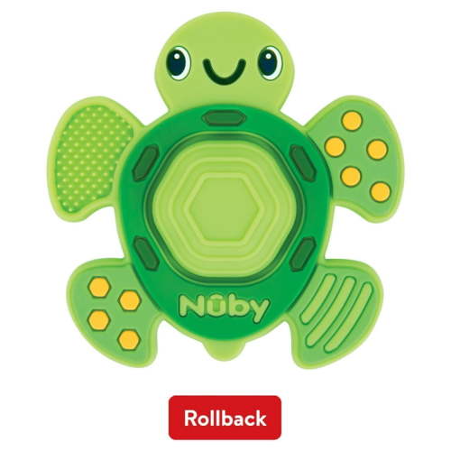 Nuby Teethe N' Pop Sensory Play Teether for Infants, Green Turtle Design
