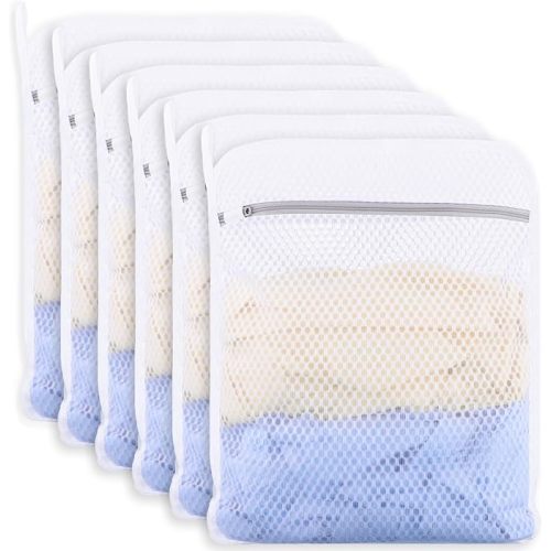 6-Pack Durable Honeycomb Mesh Laundry Bags for Delicates, 12 x 16 Inches | 120gsm Honeycomb Mesh, Sturdy Zipper, Protect Delicates, Reusable, Washer & Dryer Safe, For College, Dorm, Home and Travel
